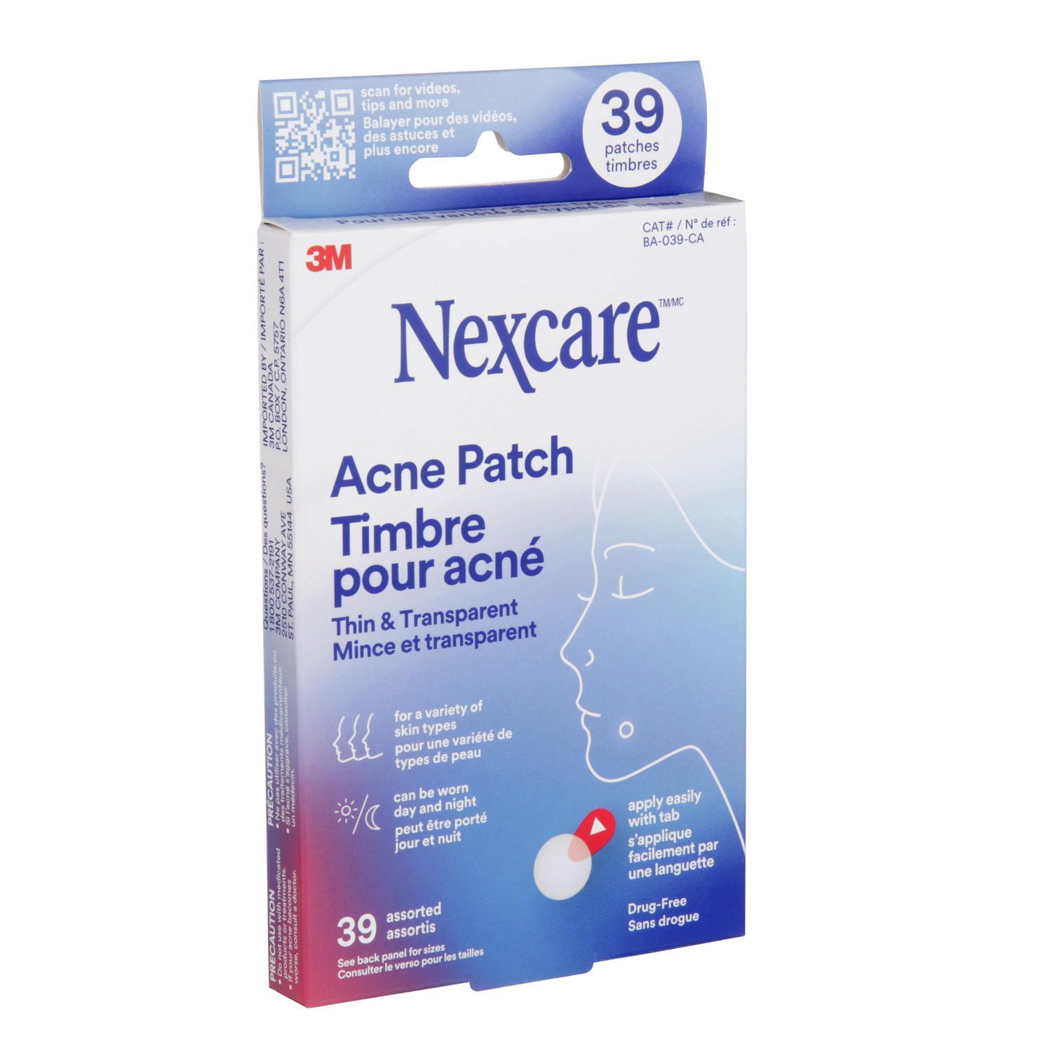Timbre pour acné mince et transparent BA-039-CA Nexcare(MC