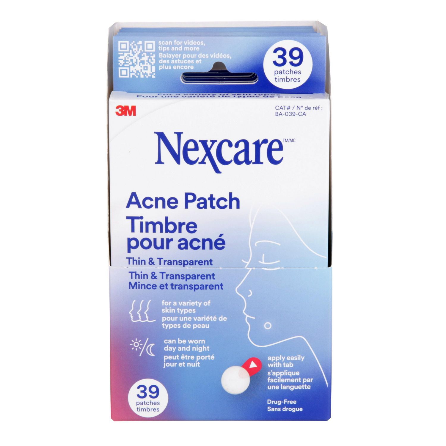 Timbre pour acné mince et transparent BA-039-CA Nexcare(MC