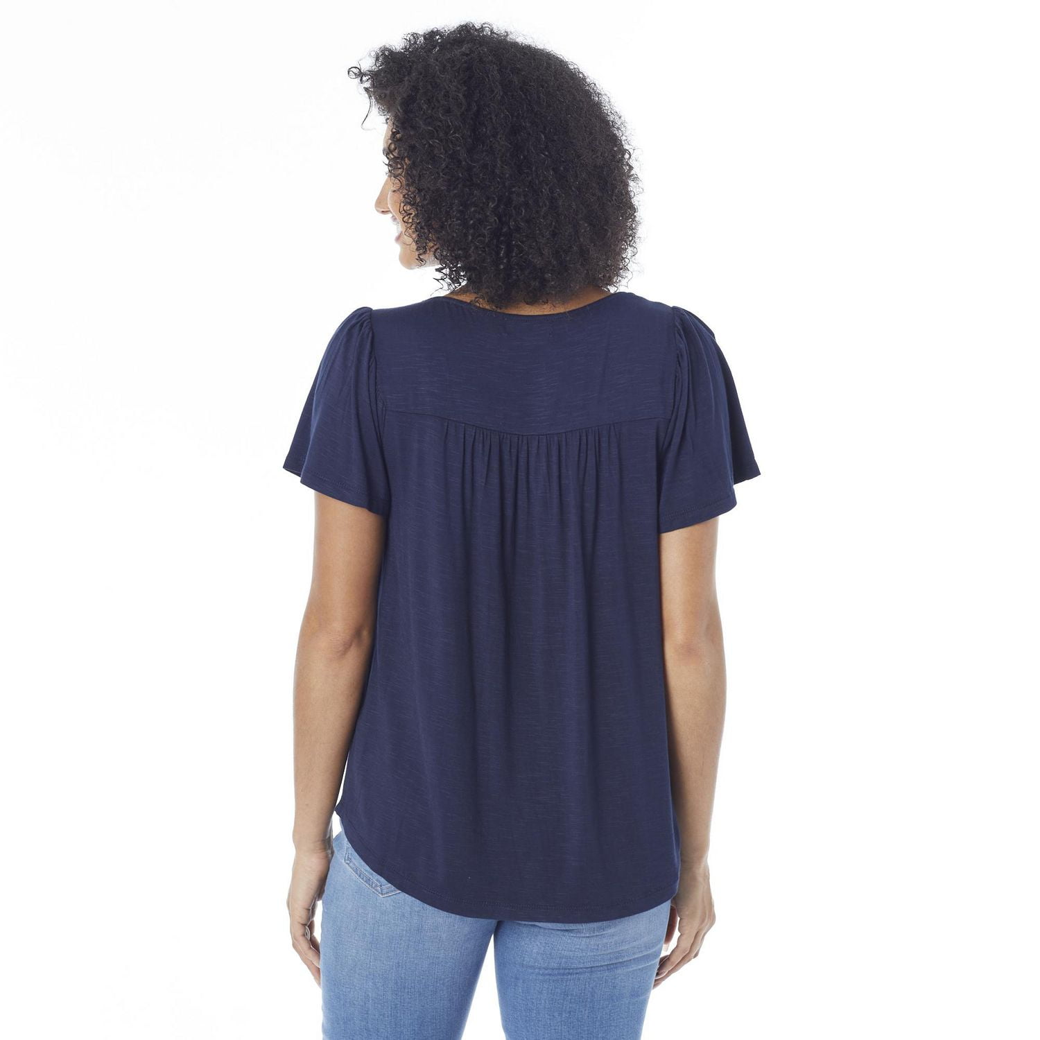 Ivy Women's Flutter Sleeve Square Neck Knit Top