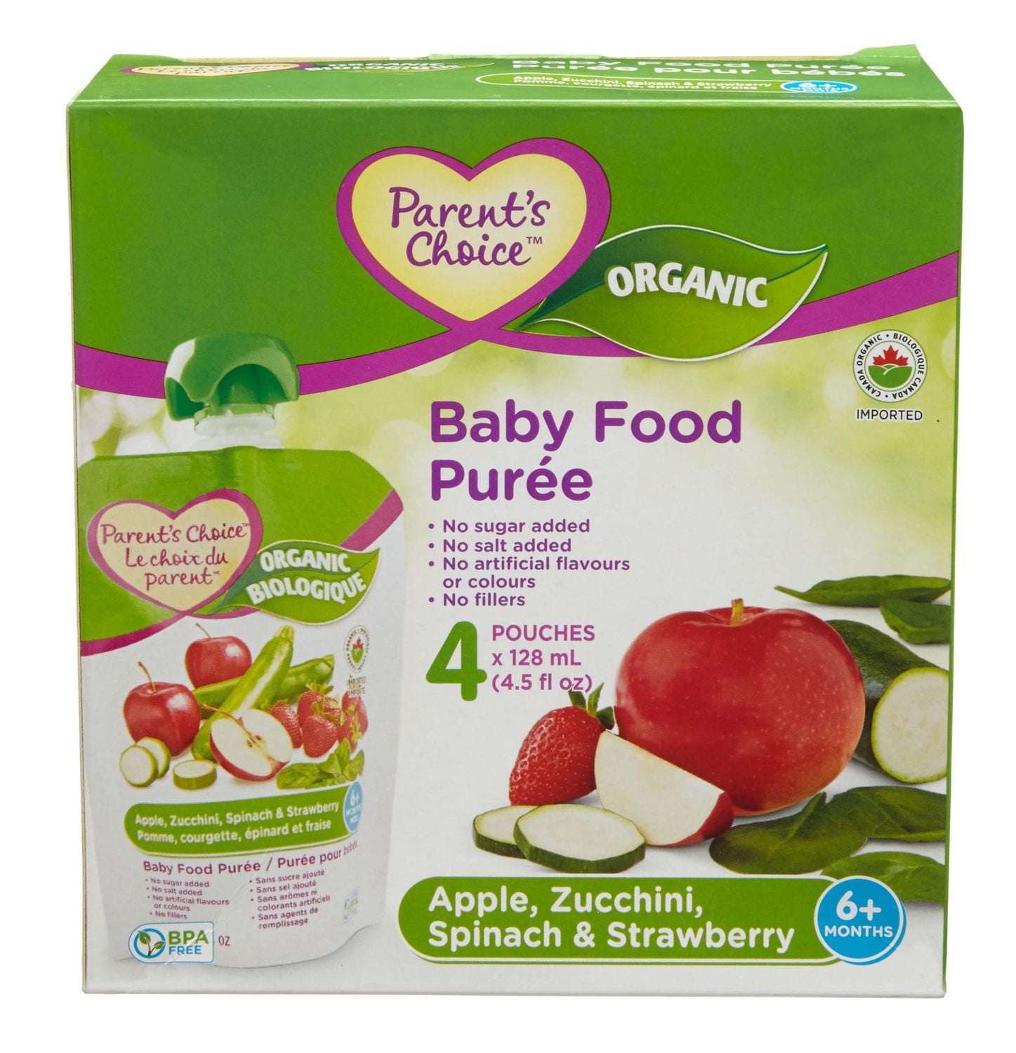 Parent's choice Organic Apple, Zucchini, Spinach and Strawberry Baby