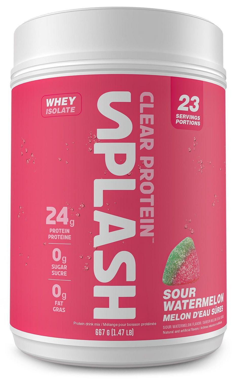 Revolution Nutrition Revolution Nutrition, Splash Clear Isolate Protein, 100% Clear Whey Isolate Powder, 24g of Protein Per Scoop, Zero Sugar, Zero Carb, Candy Flavour, Collagen, 667g, Sour Watermelon (23 Servings)