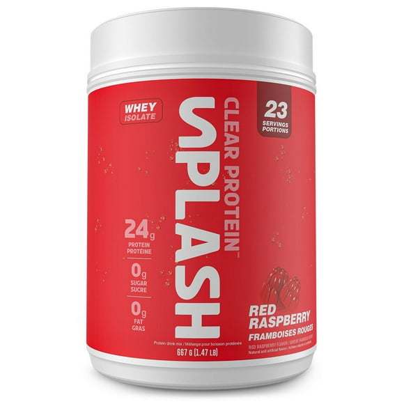 Revolution Nutrition, Splash Clear Isolate Protein, 100% Clear Whey Isolate Powder, 24g of Protein Per Scoop, Zero Sugar, Zero Carb, Candy Flavour, Collagen, 667g, Red Raspberry (23 Servings)
