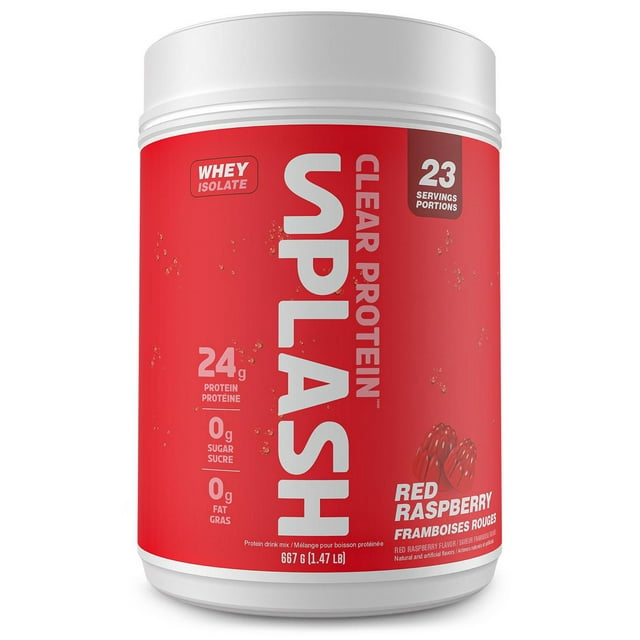 Revolution Nutrition, Splash Clear Isolate Protein, 100% Clear Whey Isolate Powder, 24g of Protein Per Scoop, Zero Sugar, Zero Carb, Candy Flavour, Collagen, 667g, Red Raspberry (23 Servings)