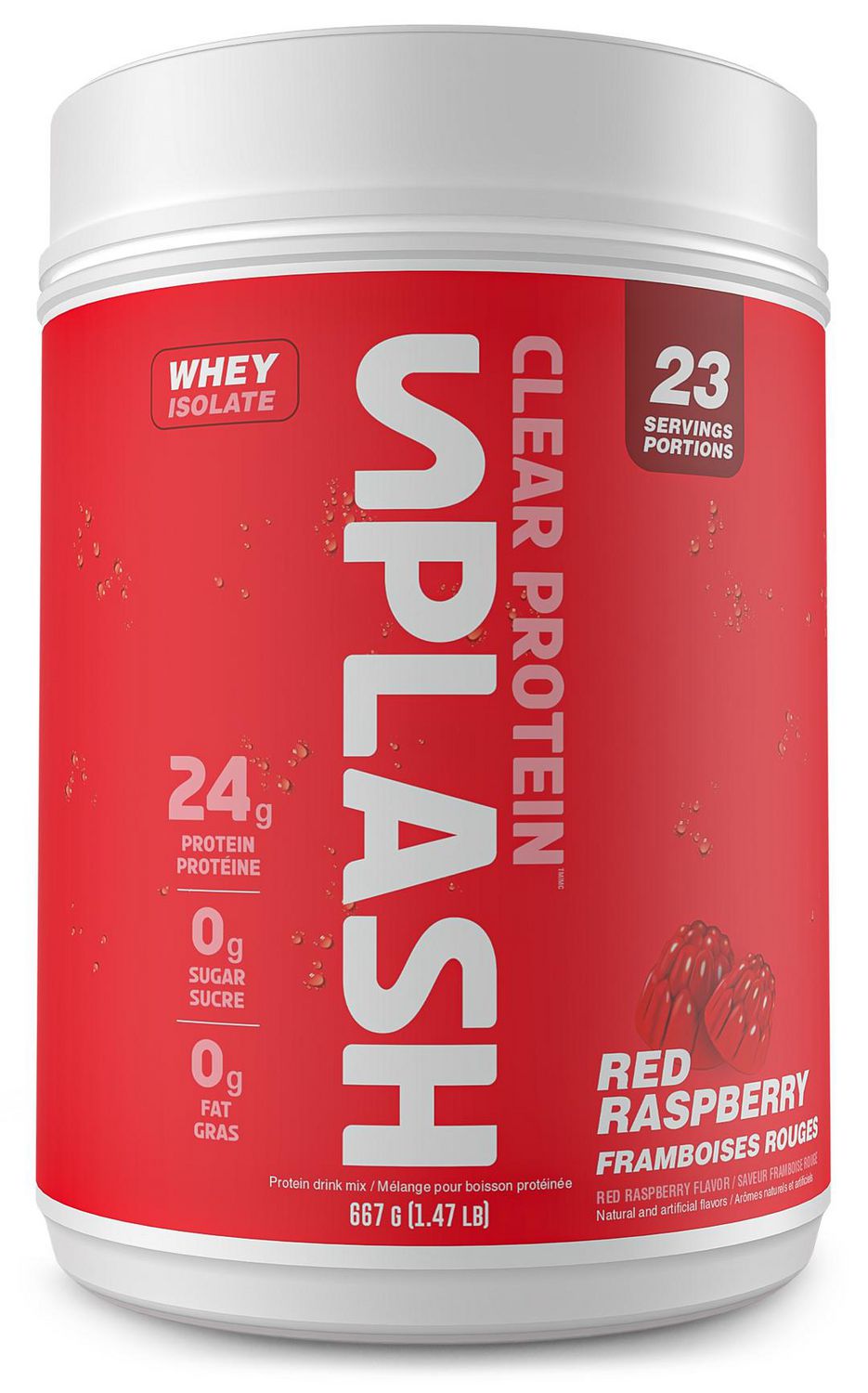 Revolution Nutrition, Splash Clear Isolate Protein, 100% Clear Whey Isolate Powder, 24g of Protein Per Scoop, Zero Sugar, Zero Carb, Candy Flavour, Collagen, 667g, Red Raspberry (23 Servings)