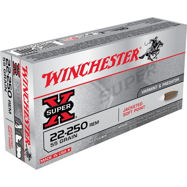 Winchester Munition Balle blindée à pointe souple Super-X 22-250 Rem, 55 grains