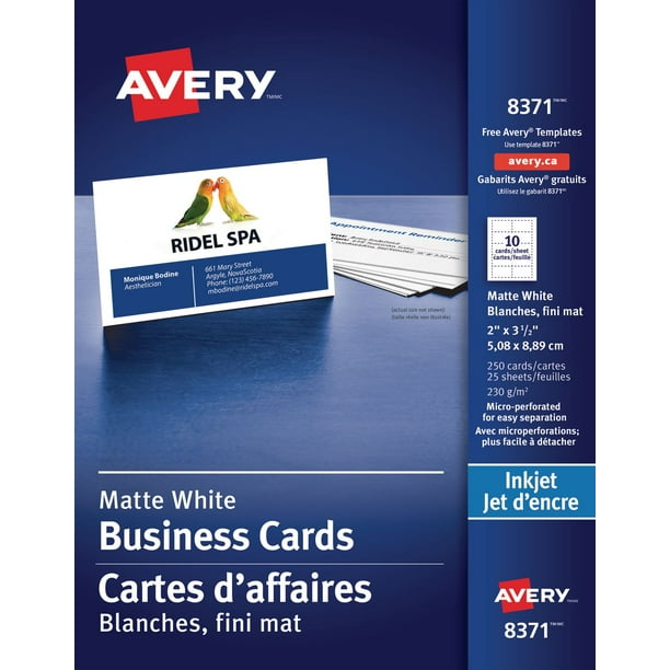 Avery® Carte d'affaires perforées pour imprimantes à jet d'encre