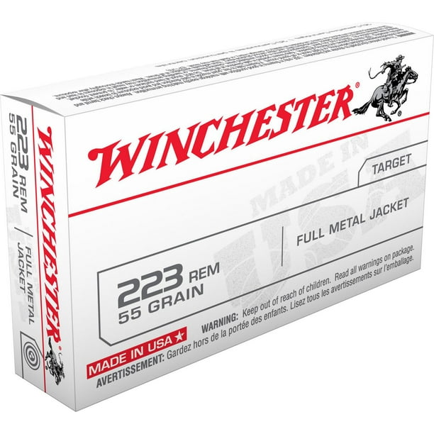 Winchester Munition Balle blindée USA 223 Rem, 55 grains avec enveloppe métallique
