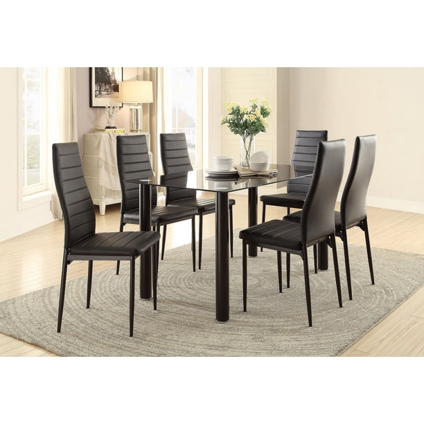 Topline Home Furnishings Black 7pc Dining Set Walmart.ca