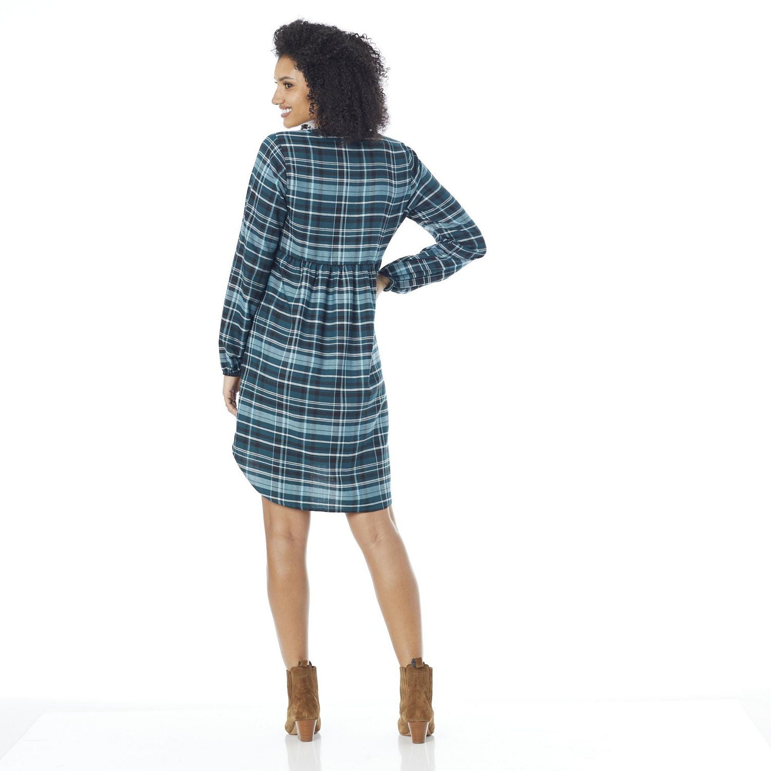 IVY Women's Plaid Button Front Smocked Dress