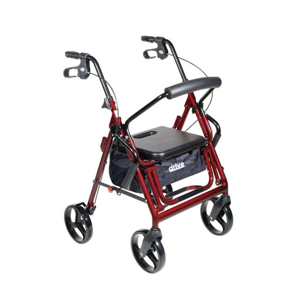 Drive Medical Blue Duet Dual Function Transport Wheelchair Rollator Rolling Walker
