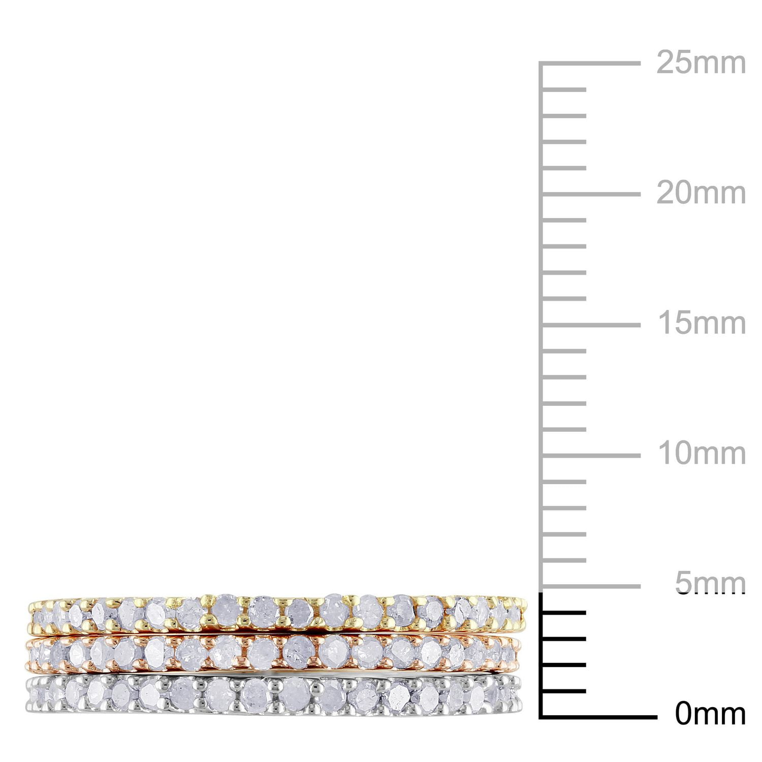 Ensemble bagues Miabella avec diamants 5/8 CT poids total en argent sterling trois-tons