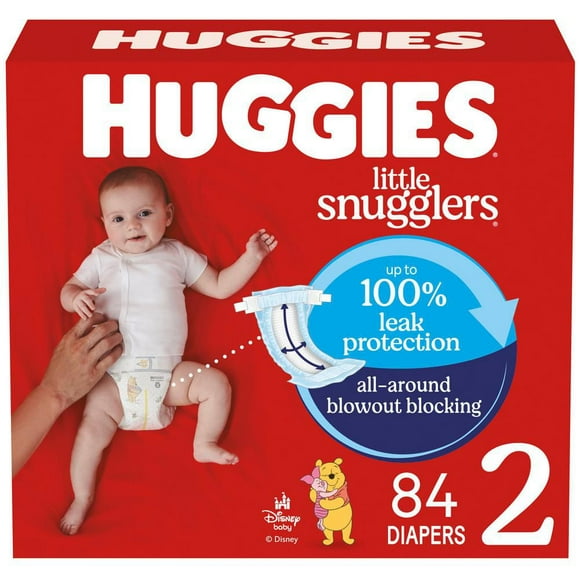 HUGGIES Little Snugglers Baby Diapers, Giga Pack, Sizes NB-2 | 84-84 Count, Sizes NB-2 | 84-84 Count