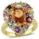 Bague cocktail multi-pierres auréole Miabella avec accents de diamants en argent sterling plaqué au rhodium jaune – image 1 sur 4