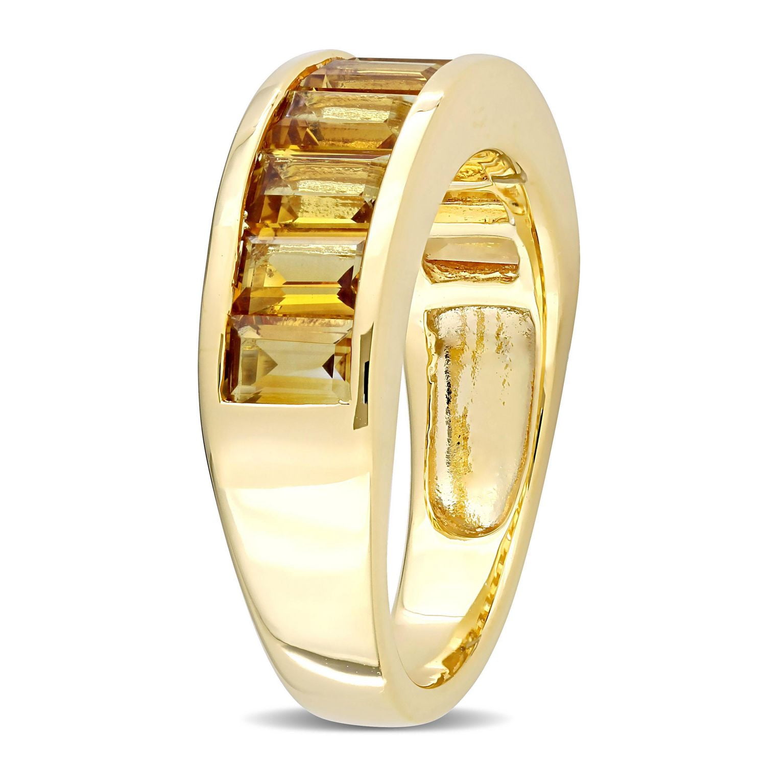 Miabella 2-1/3 Carat T.G.W. Citrine Yellow-Plated Sterling Silver Semi-Eternity Ring