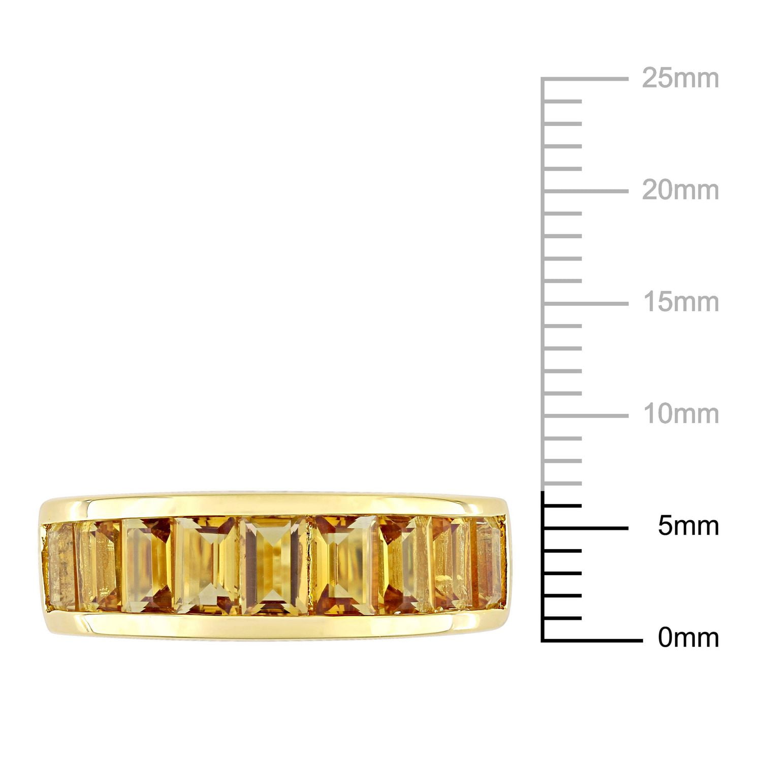 Miabella 2-1/3 Carat T.G.W. Citrine Yellow-Plated Sterling Silver Semi-Eternity Ring