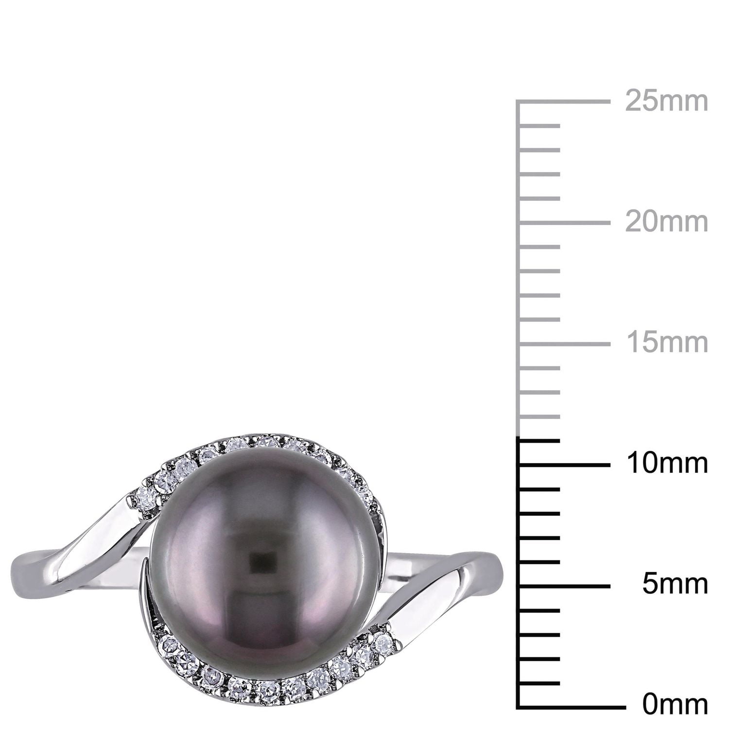 Miabella Tahitian Cultured Pearl and Diamond-Accent Sterling Silver Bypass Ring