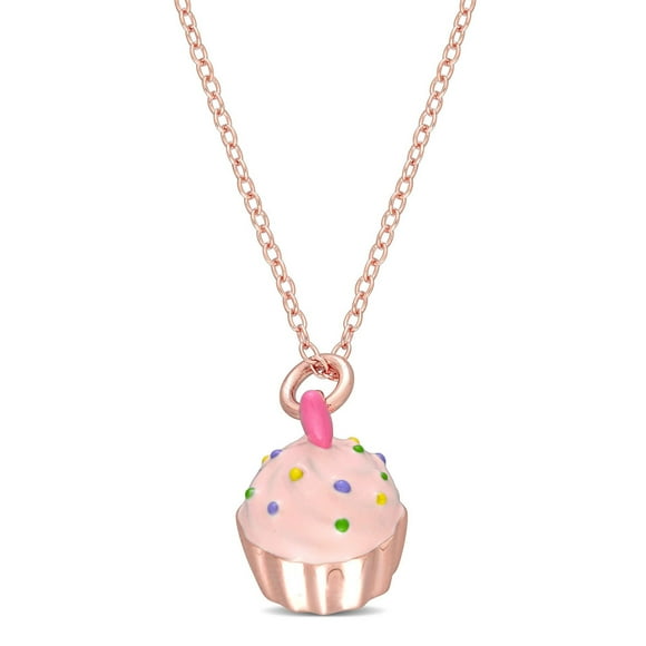 Cutie Pie Rose Rhodium-Plated Sterling Silver Children's Cupcake Pendant