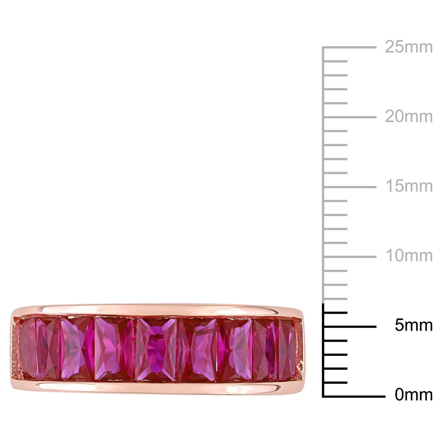 Bague semi-éternité Miabella avec rubis synthétique 2-3/4 CT PBT en argent sterling plaqué au rhodium rose