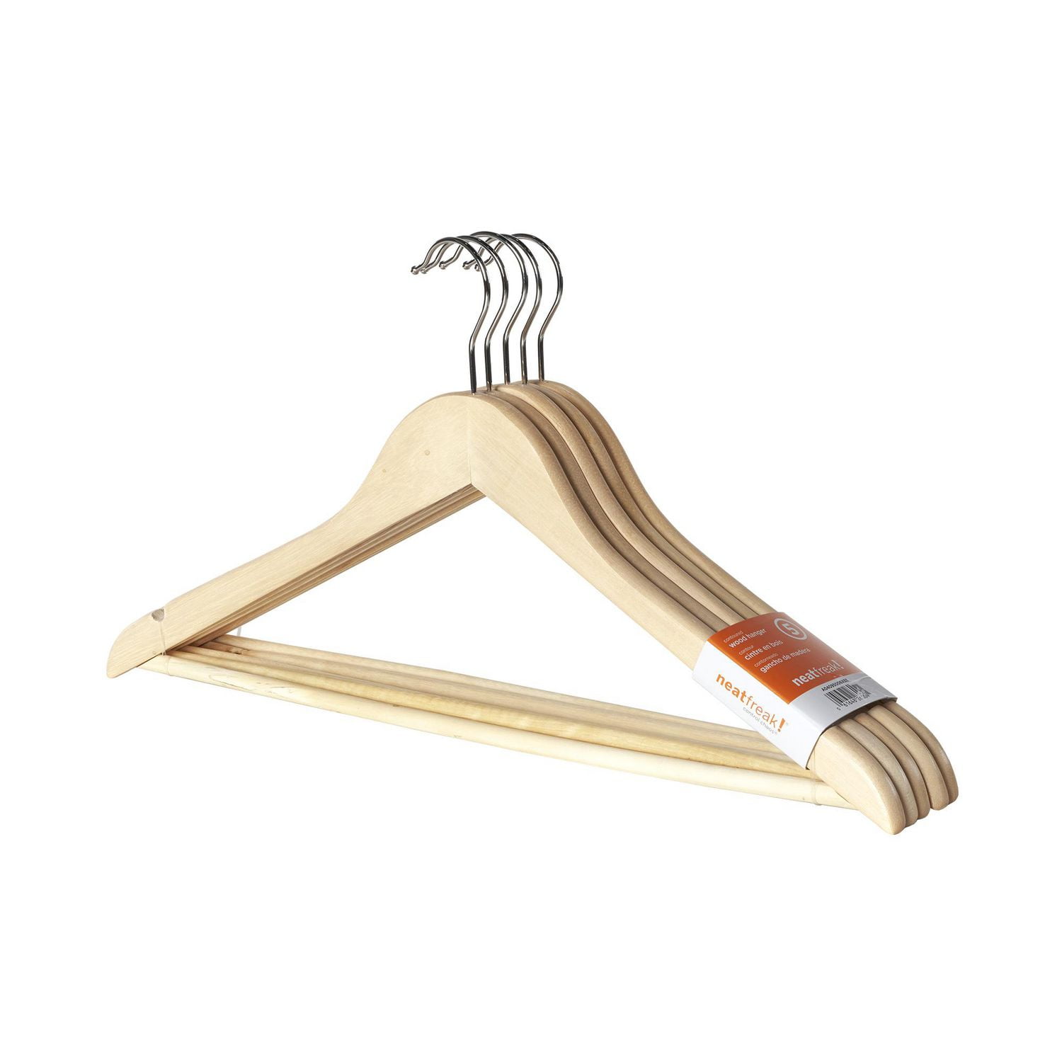 neatfreak!® Wood Contoured Suit Hanger, Set of 5 