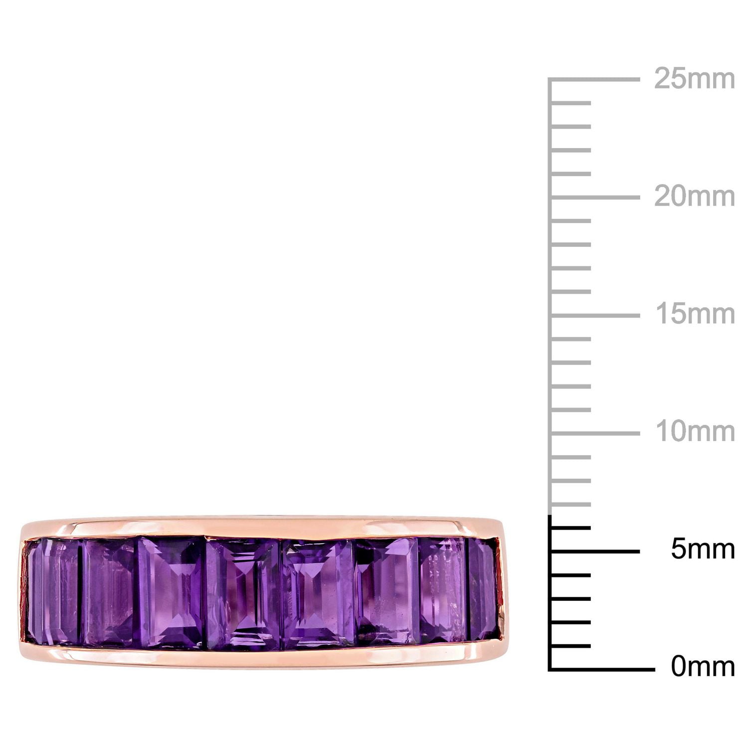 Bague semi-éternité Miabella avec améthyste 2-1/3 CT PBT en argent sterling plaqué au rhodium rose