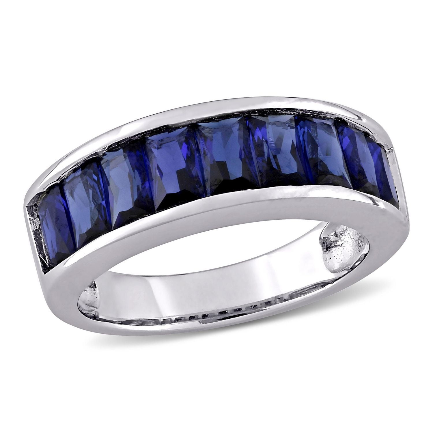 Miabella 2-3/4 Carat T.G.W Created Sapphire Sterling Silver Semi-Eternity Ring