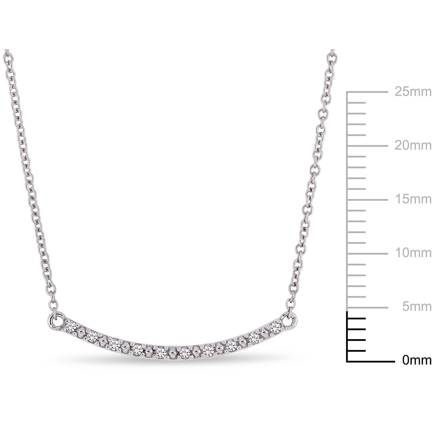 Collier barre incurvée Cutie Pie avec accents de diamants en or blanc 10K