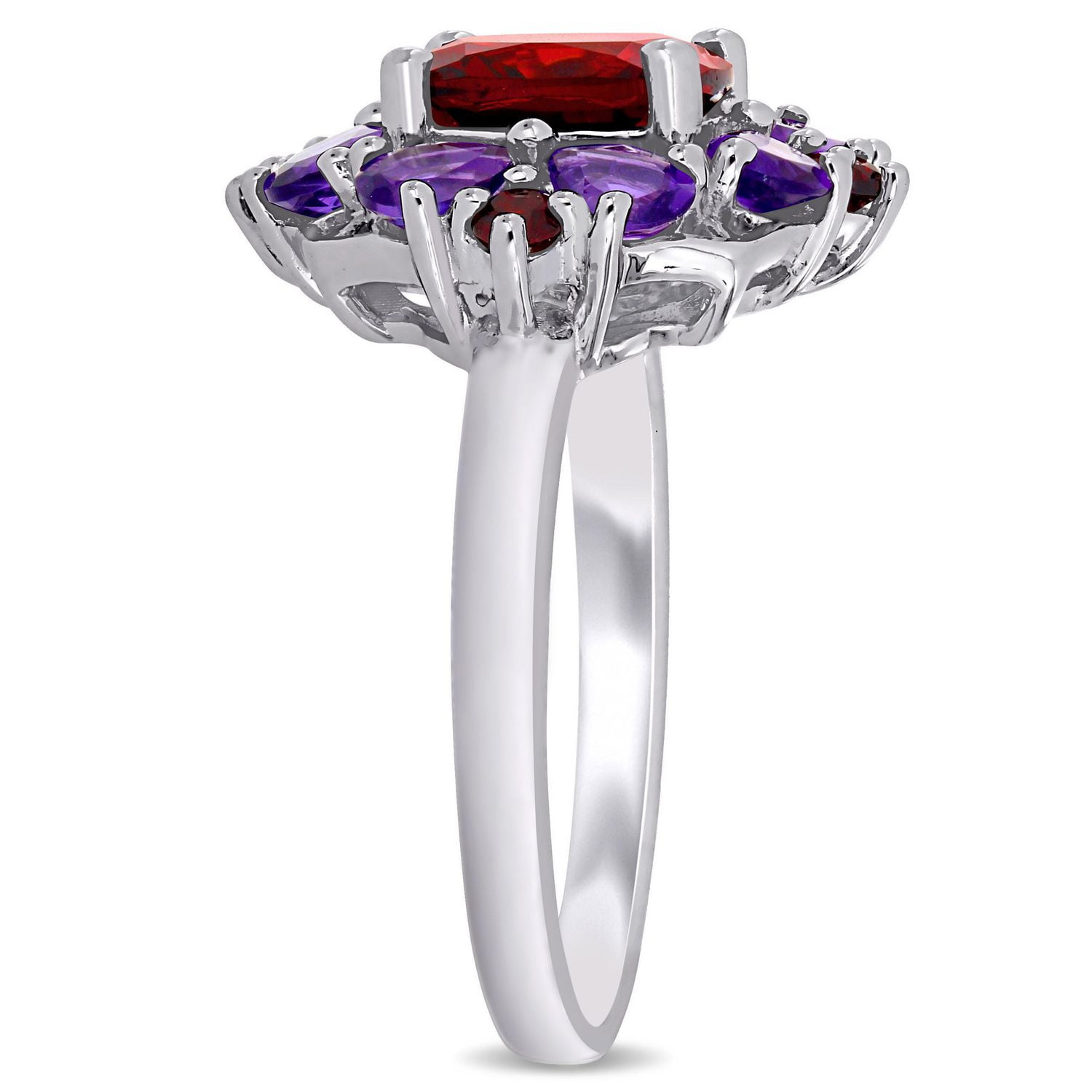 Bague florale Miabella avec grenat 4-2/5 CT PBT et améthyste en argent sterling