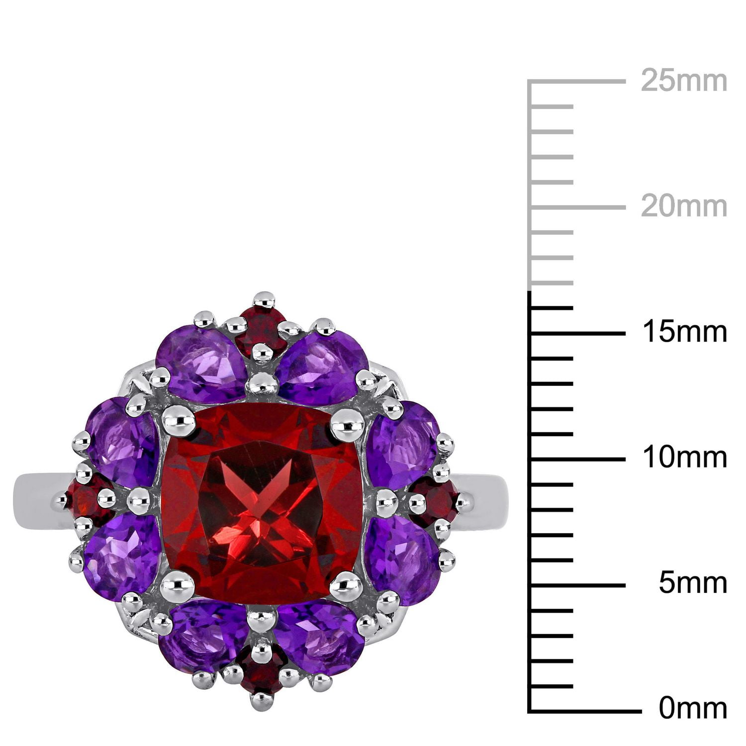Bague florale Miabella avec grenat 4-2/5 CT PBT et améthyste en argent sterling