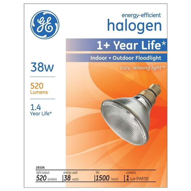 Halogène éconergétique PAR38 GE 38 W – paquet de 1