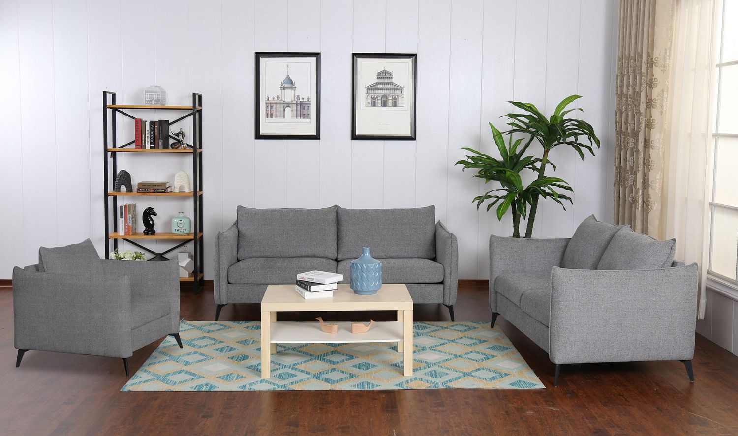 Topline Home Furnishings Grey 3pc Sofa Set Walmart Canada