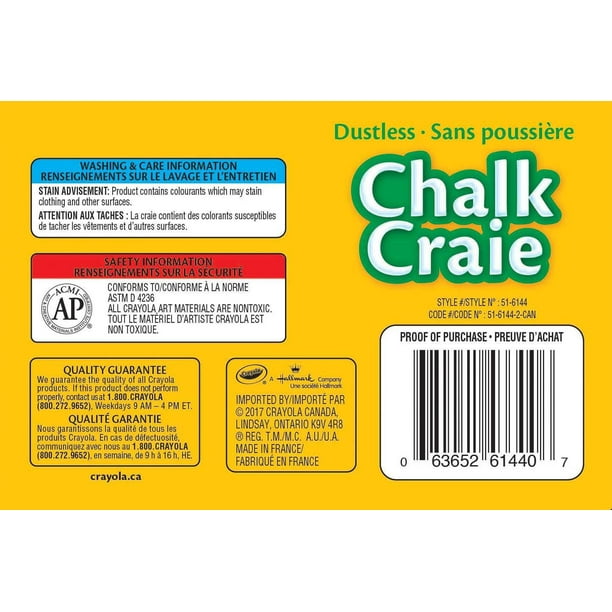  BIN516144  Crayola® – Craie de couleur sans poussière