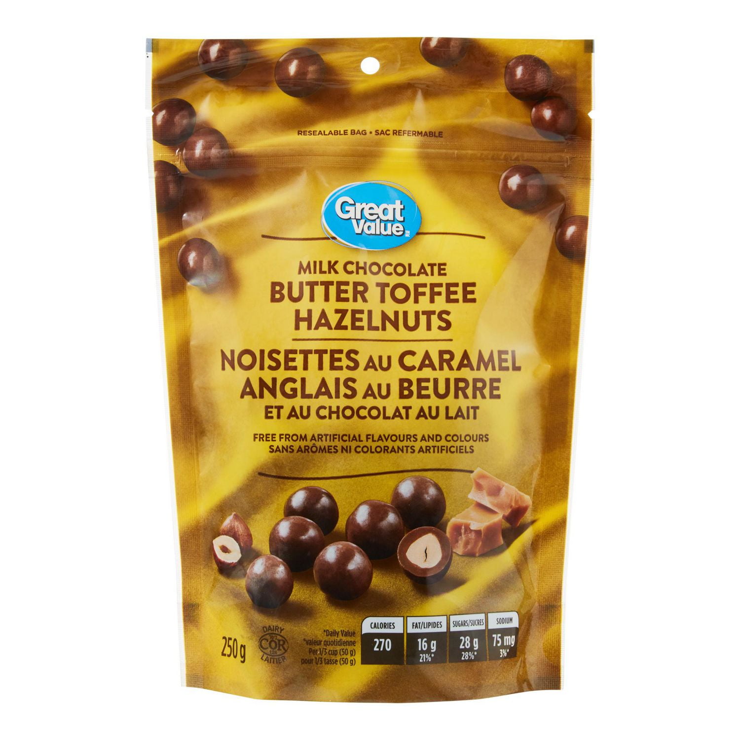 Great Value Milk Chocolate Butter Toffee Hazelnuts Walmart Canada