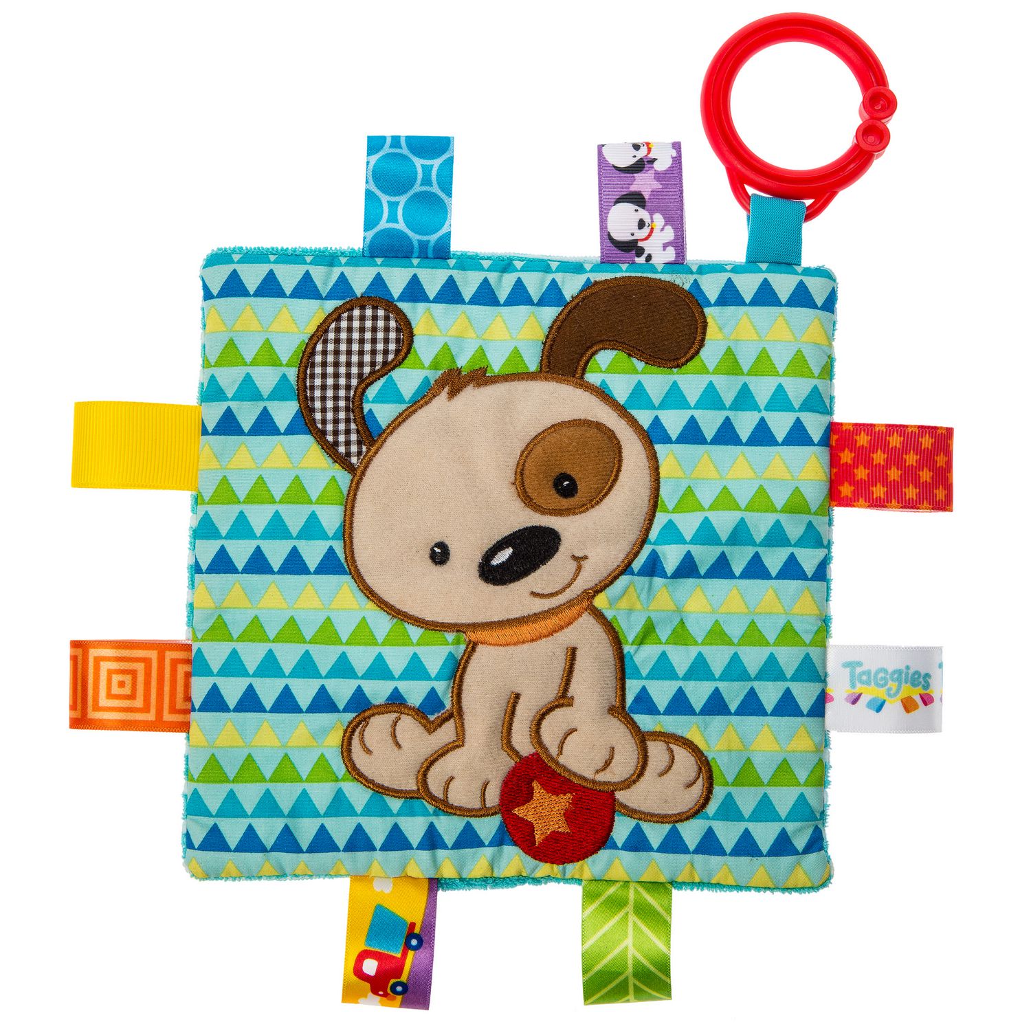 Mary Meyer - Baby Taggies Crinkle Me - Soothing, Sensory Toy, Crinkle Paper and Squeaker, Stroller and Car Seat Toy - Boy Puppy