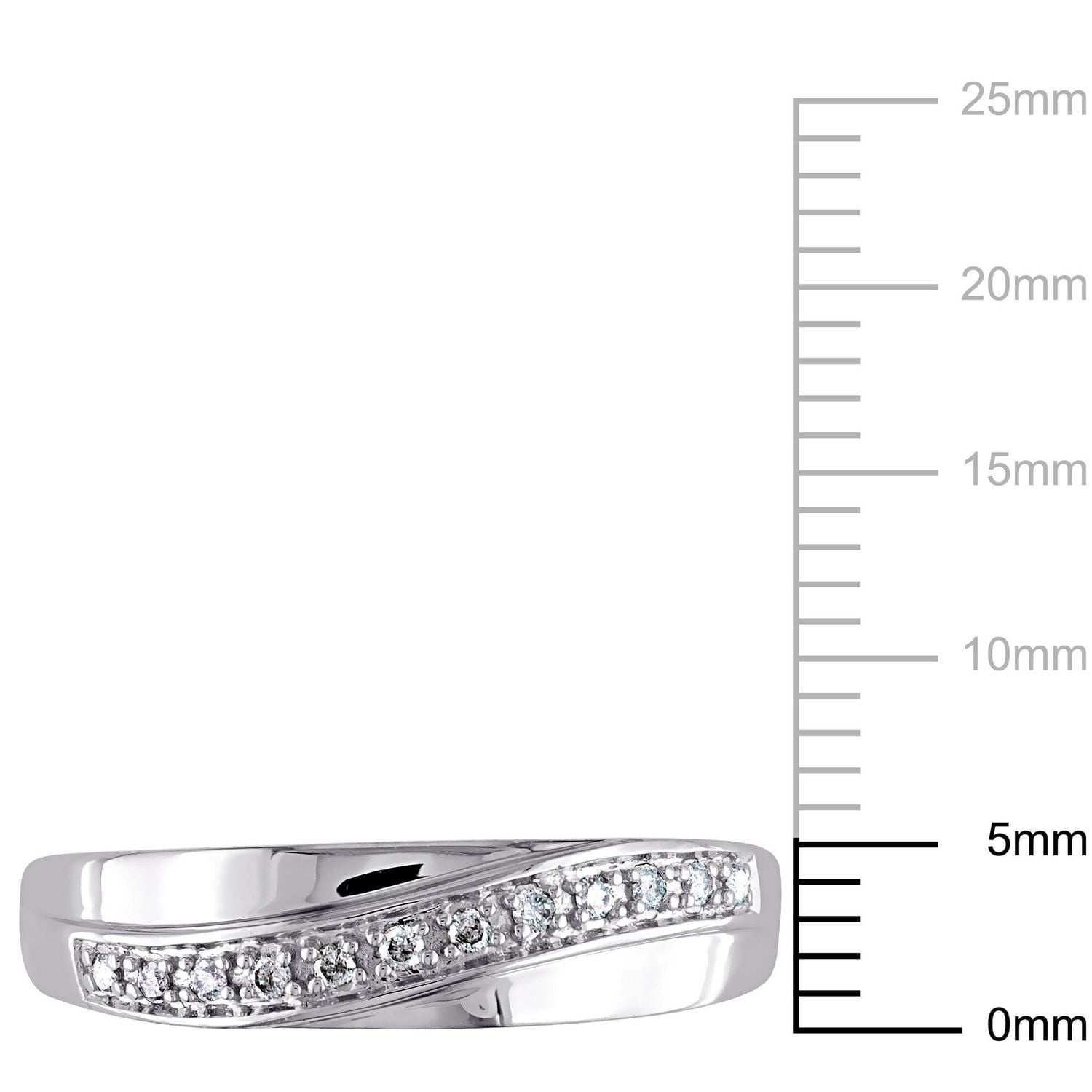 Miabella 1/10 Carat T.W Diamond 10 K White Gold Men's Band