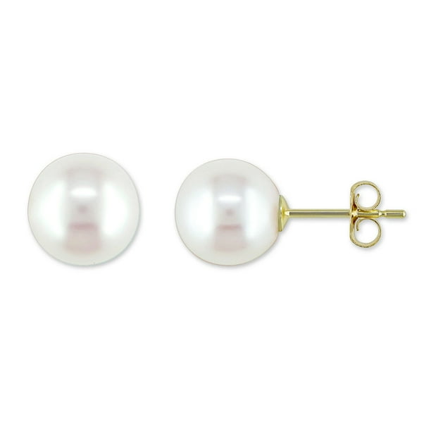 Miabella 8-8.5mm Cultured Freshwater Pearl 10 K Yellow Gold Stud ...