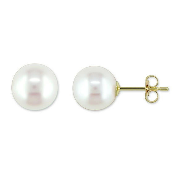 Miabella 8-8.5mm Cultured Freshwater Pearl 10 K Yellow Gold Stud Earrings