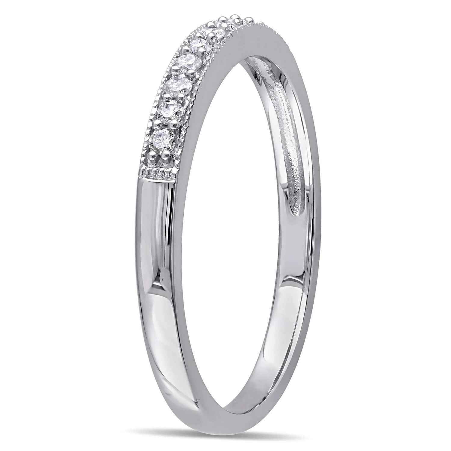Bague de mariage rétro Miabella avec diamants 1/10 CT poids total en or blanc 10K