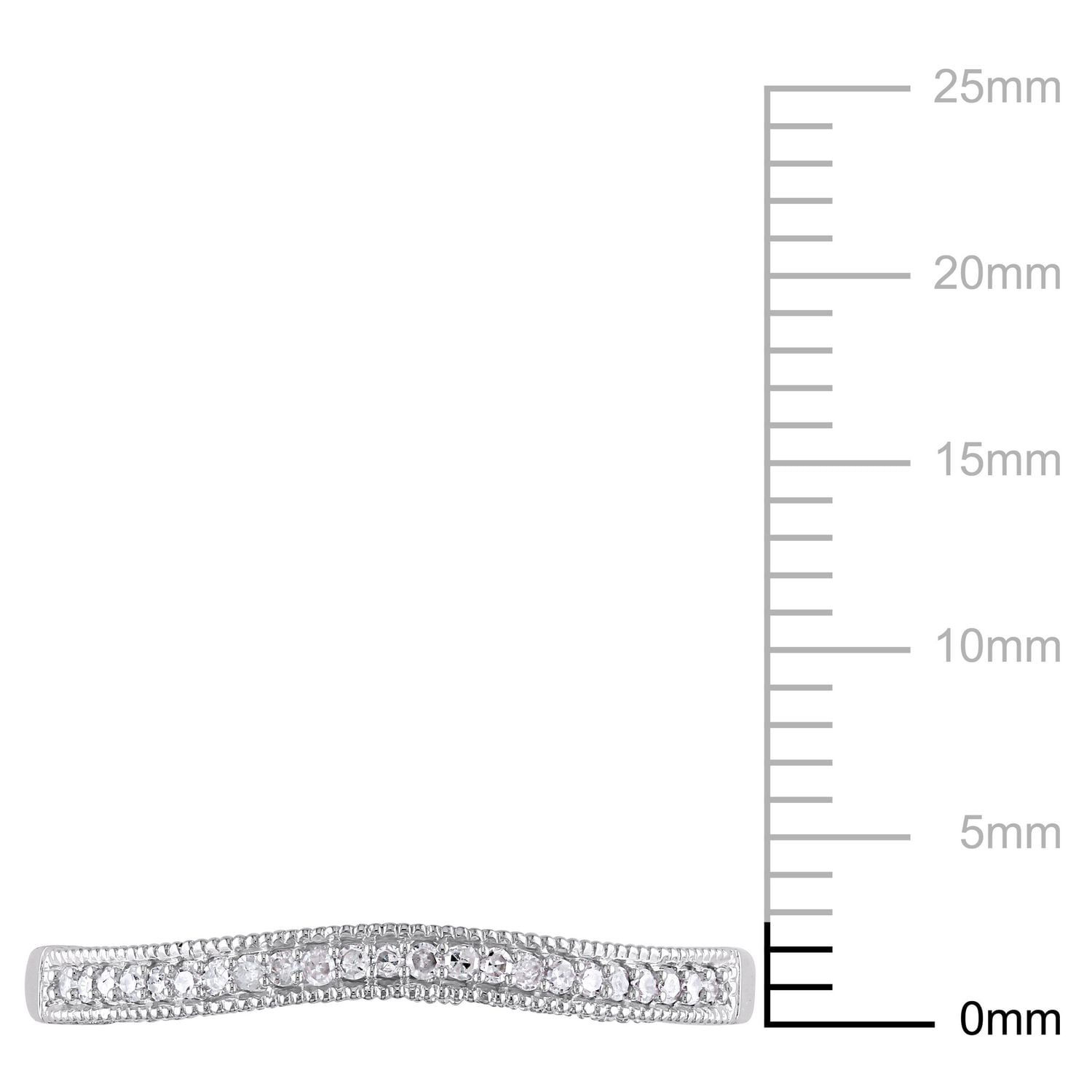 Bague courbée rétro Miabella avec accents de diamants en or blanc 10K