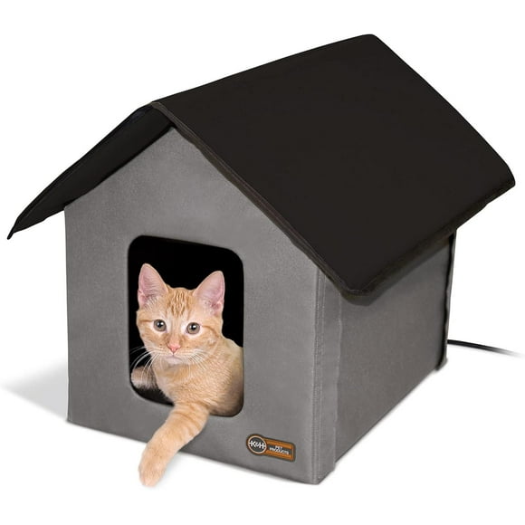 K&H Outdoor Heated Kitty House For Cats Grey