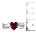 thumbnail image 3 of Tangelo 1-5/8 Carat T.G.W. Created Ruby And Diamond-Accent Sterling Silver Heart Ring, 3 of 5