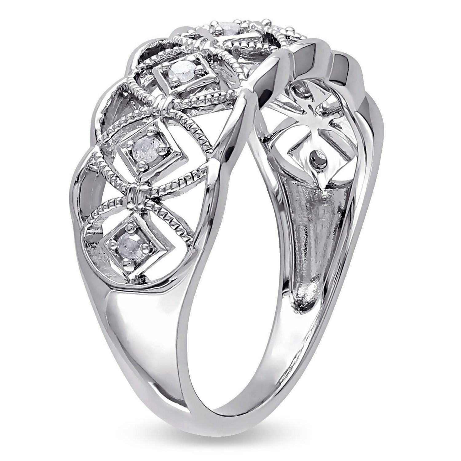 Miabella 1/10 Carat T.W. Diamond Sterling Silver Ring