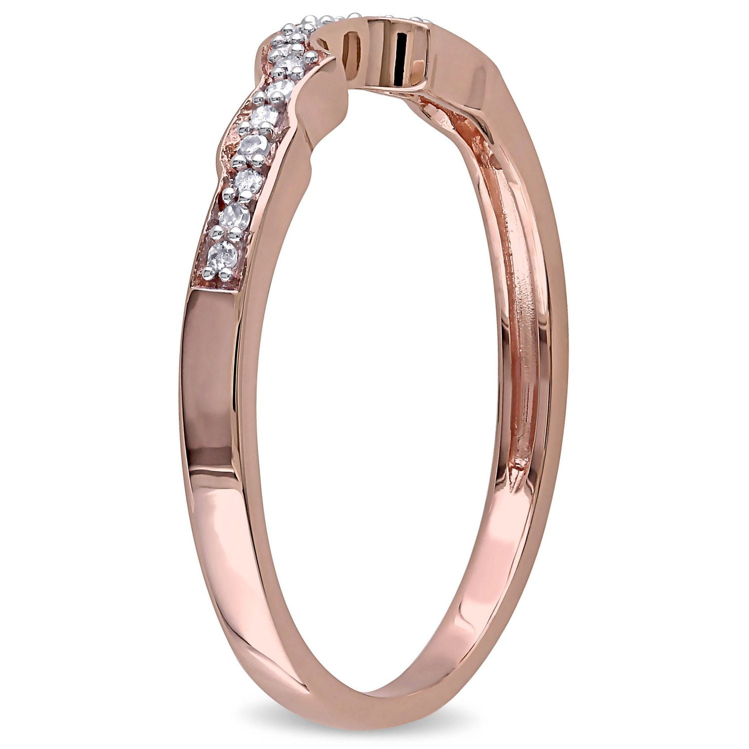 Miabella 1/10 Carat T.W. Diamond 10 K Rose Gold Contour Curved Band
