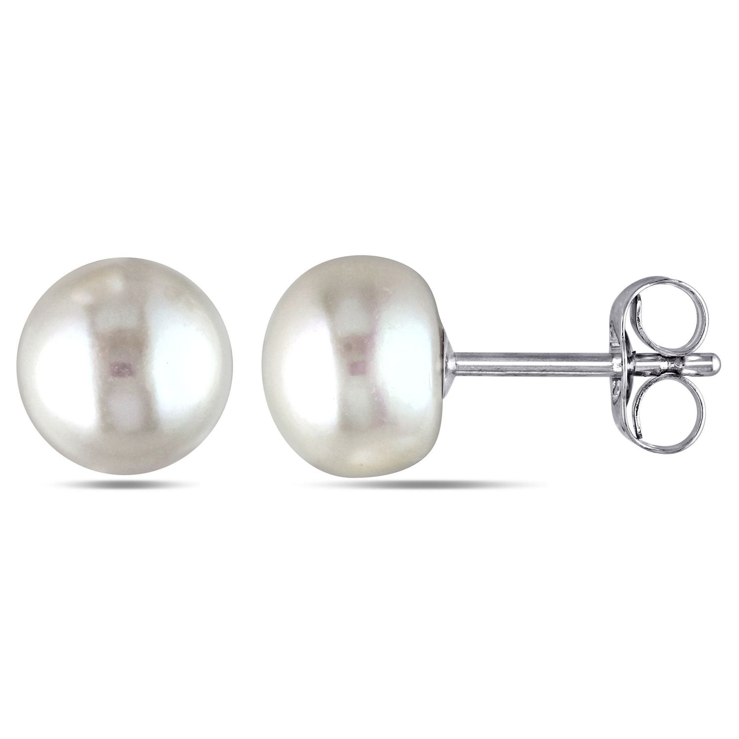 Miabella 6-7mm Cultured Freshwater Pearl 14 K White Gold Stud Earrings