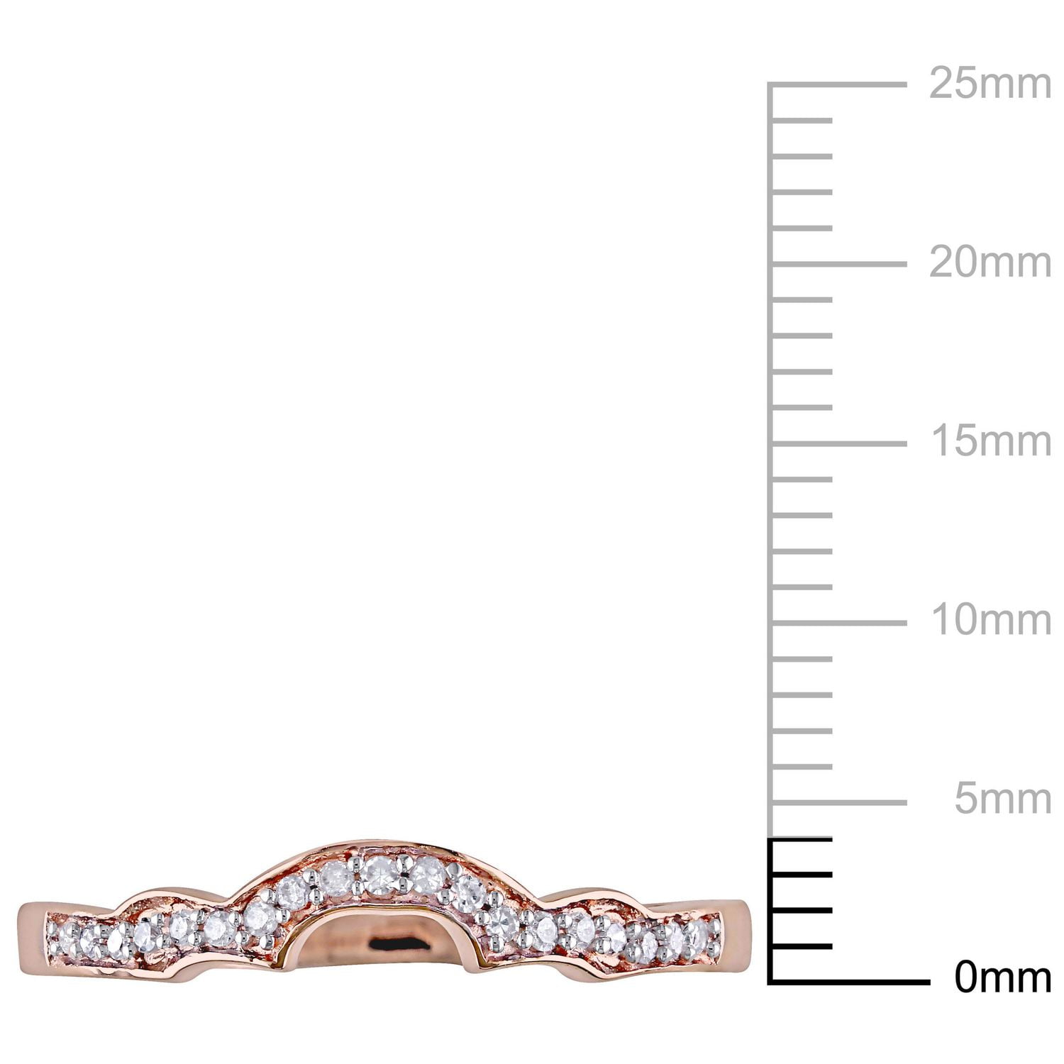 Miabella 1/10 Carat T.W. Diamond 10 K Rose Gold Contour Curved Band