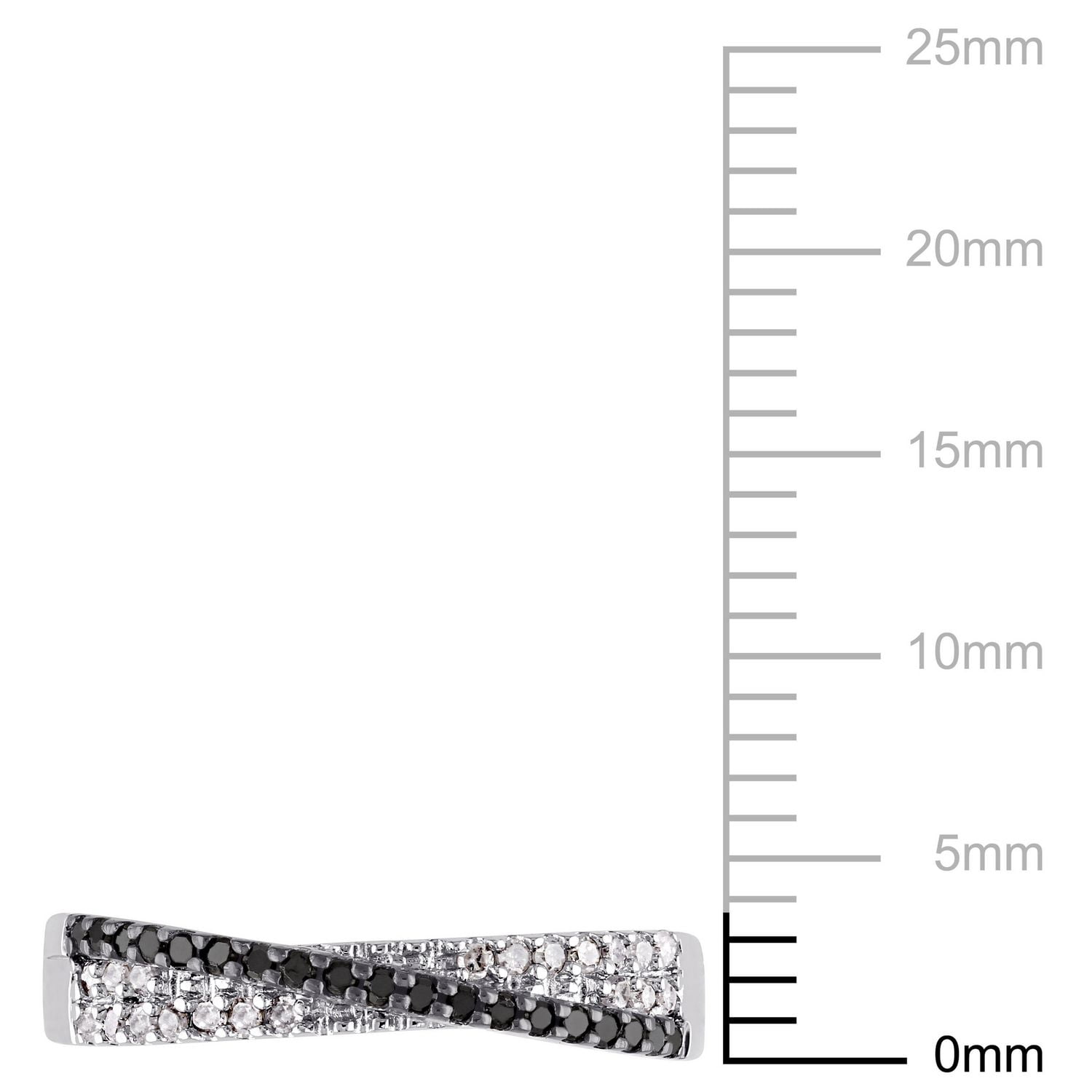 Asteria 1/4 Carat T.W. Black and White Diamond Sterling Silver Crossover Anniversary Ring