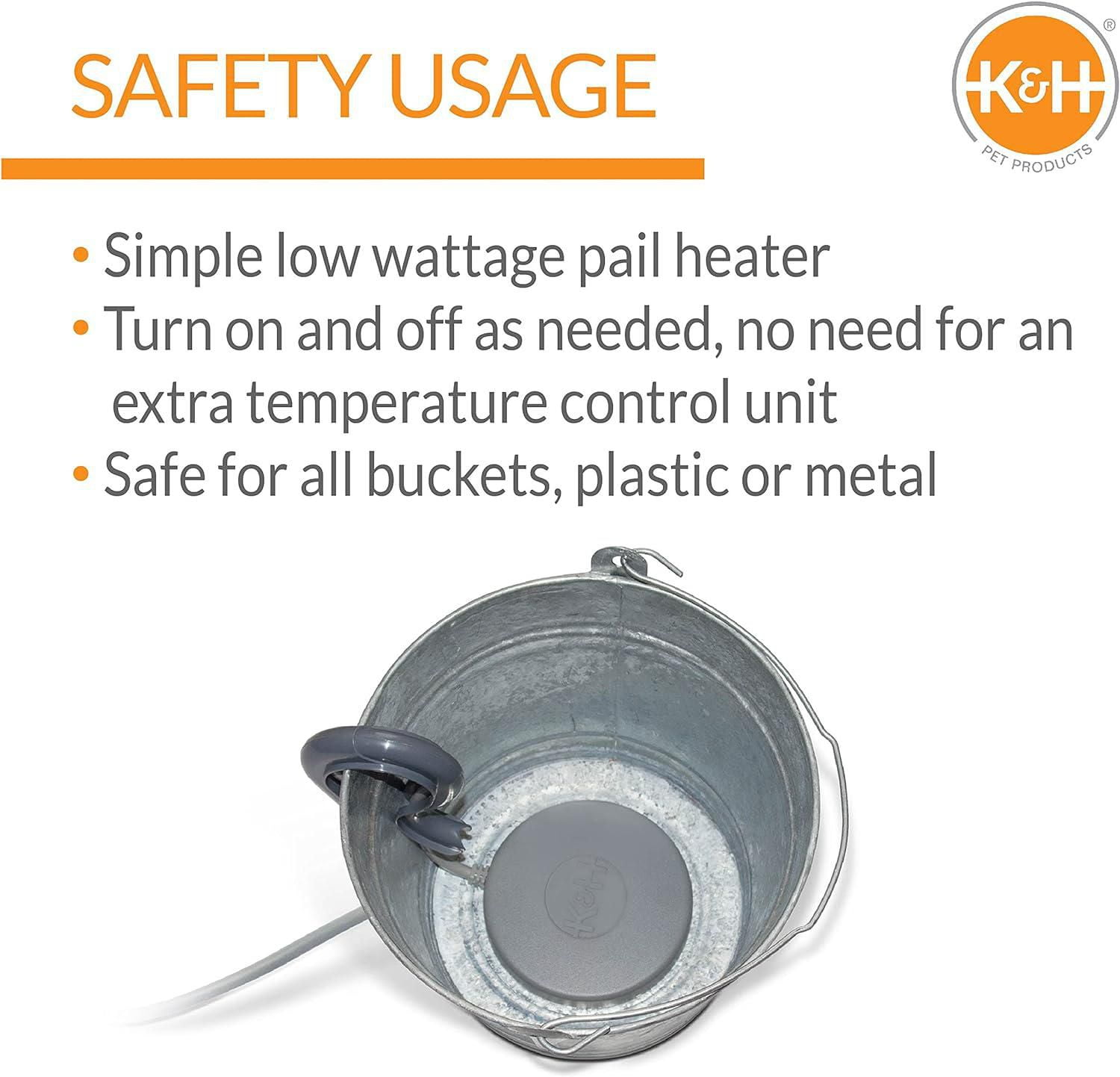 K H Perfect Bucket Heater With Cord Clip Grey 80 Watt Walmart