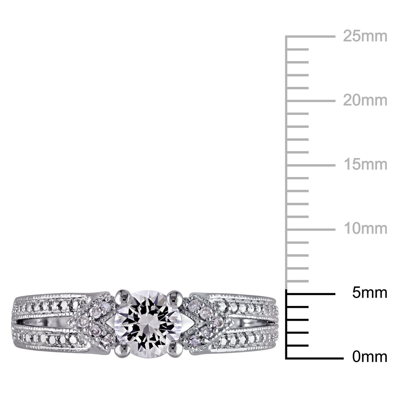 Bague de fiançailles rétro Miabella avec saphirs blancs synthétiques 5/8 CT PBT et accents de diamants en argent sterling