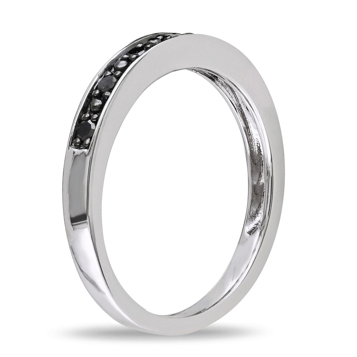 Asteria 1/10 Carat T.W. Black Diamond Sterling Silver Semi-Eternity Anniversary Ring
