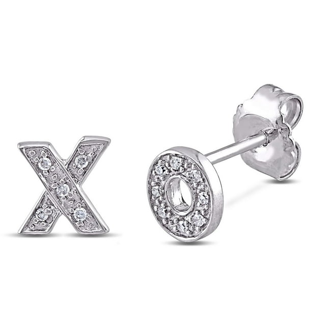 Miabella Diamond-Accent Sterling Silver "XO" Stud Earrings