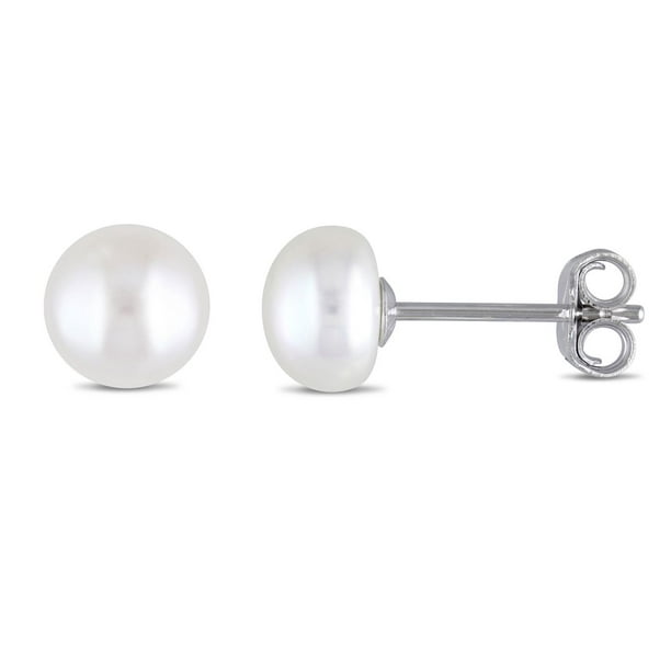 Boucles d'oreille Miabella avec perles d'eau douce cultivées 7-8mm en argent sterling